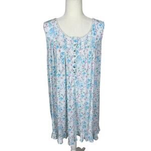 Eileen West Modal Spandex Floral Sleeveless Nightgown Size Large Cottage Prairie
